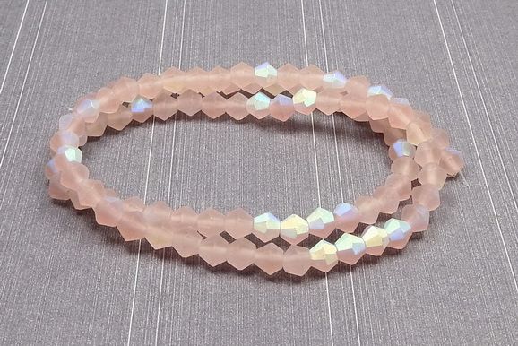 Cristale din sticla, biconice, frosted, AB, 2 mm, somon inchis