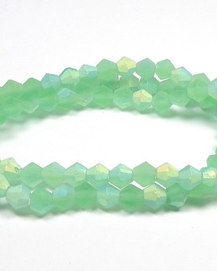 Cristale din sticla, biconice, frosted, AB, 2 mm, verde deschis