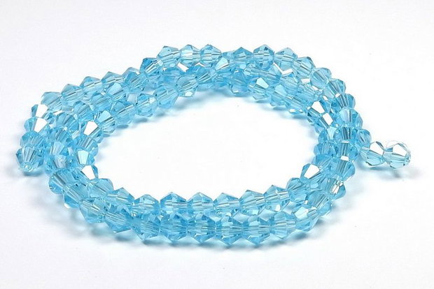 Cristale din sticla, biconice, 2 mm, transparente, lucioase, aquamarin
