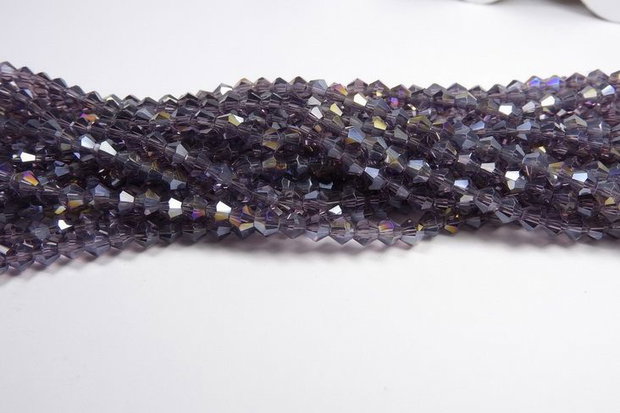 Cristale din sticla, biconice, 2 mm, transparente, AB, mov