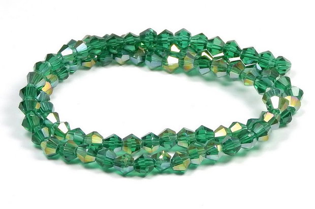 Cristale din sticla, biconice, 2 mm, transparente, AB, verde inchis