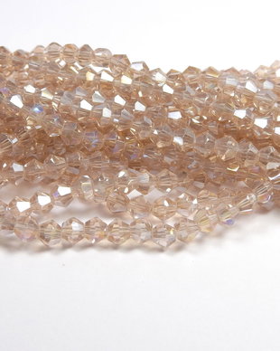 Cristale din sticla, biconice, 2 mm, transparente, AB, bej