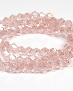 Cristale din sticla, biconice, 2 mm, transparente, AB, roz