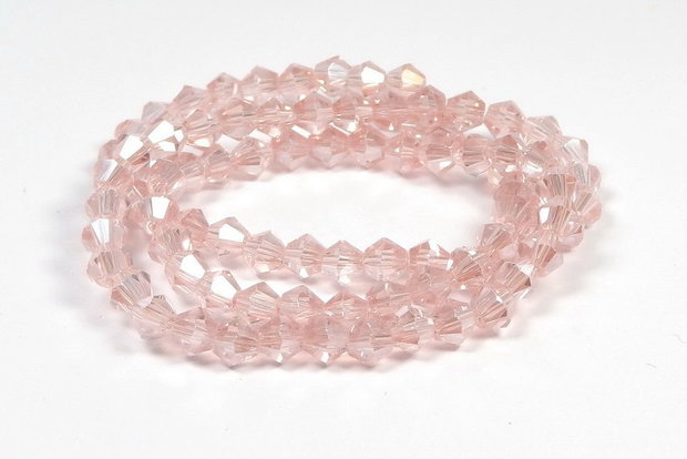 Cristale din sticla, biconice, 2 mm, transparente, AB, roz