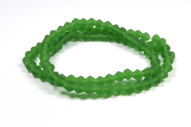 Cristale din sticla, biconice, frosted, 2 mm, verde inchis