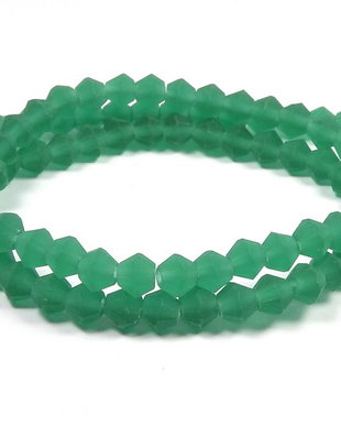 Cristale din sticla, biconice, frosted, 2 mm, verde marin