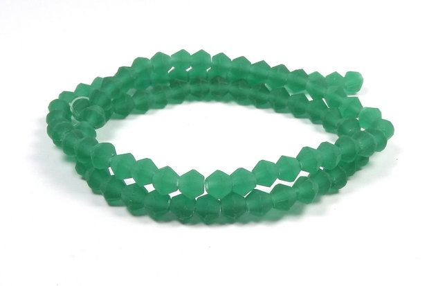 Cristale din sticla, biconice, frosted, 2 mm, verde marin