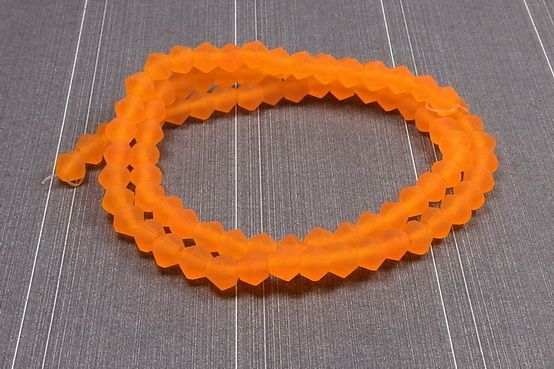 Cristale din sticla, biconice, frosted, 2 mm, rosu orange