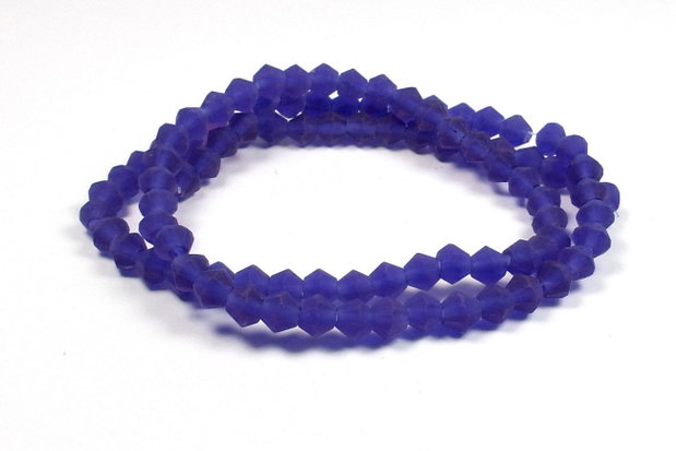 Cristale din sticla, biconice, frosted, 2 mm, safir