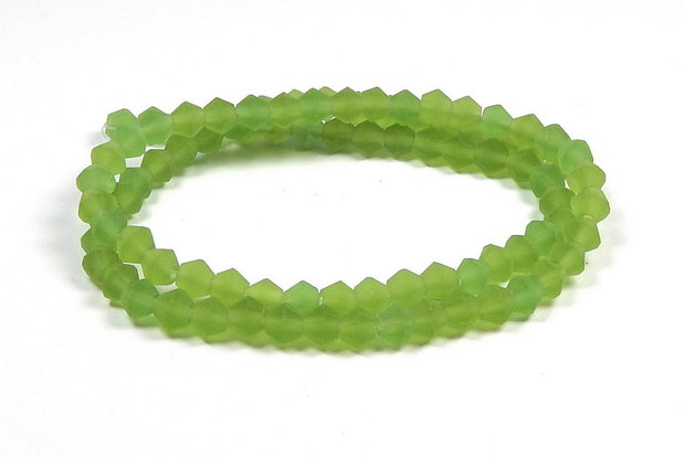 Cristale din sticla, biconice, frosted, 2 mm, verzi
