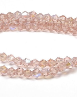 Cristale din sticla, biconice, transparente, AB, 2 mm, roz inchis