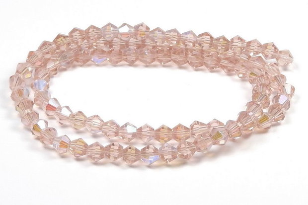 Cristale din sticla, biconice, transparente, AB, 2 mm, roz inchis