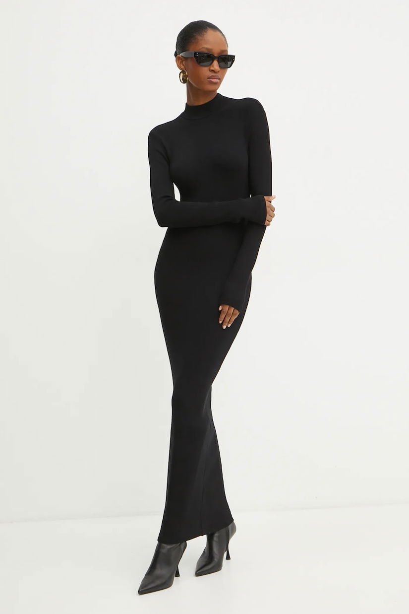 La Mania rochie FALLON culoarea negru, maxi, mulată, FALLON