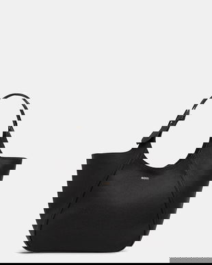 BOSS poșetă de piele culoarea negru, 50552117