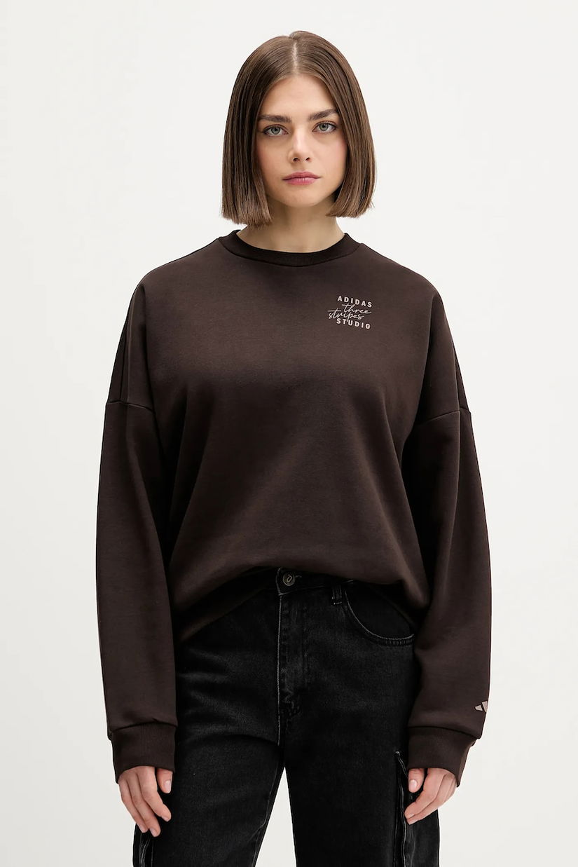 adidas bluză culoarea maro, cu imprimeu, KT0873