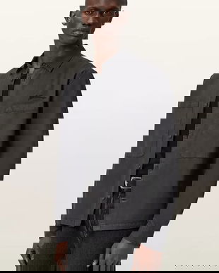 AllSaints cămașă culoarea gri, cu guler clasic, regular, M076SD