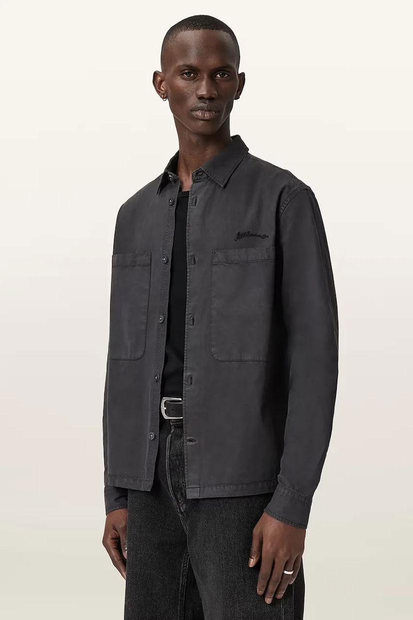 AllSaints cămașă culoarea gri, cu guler clasic, regular, M076SD