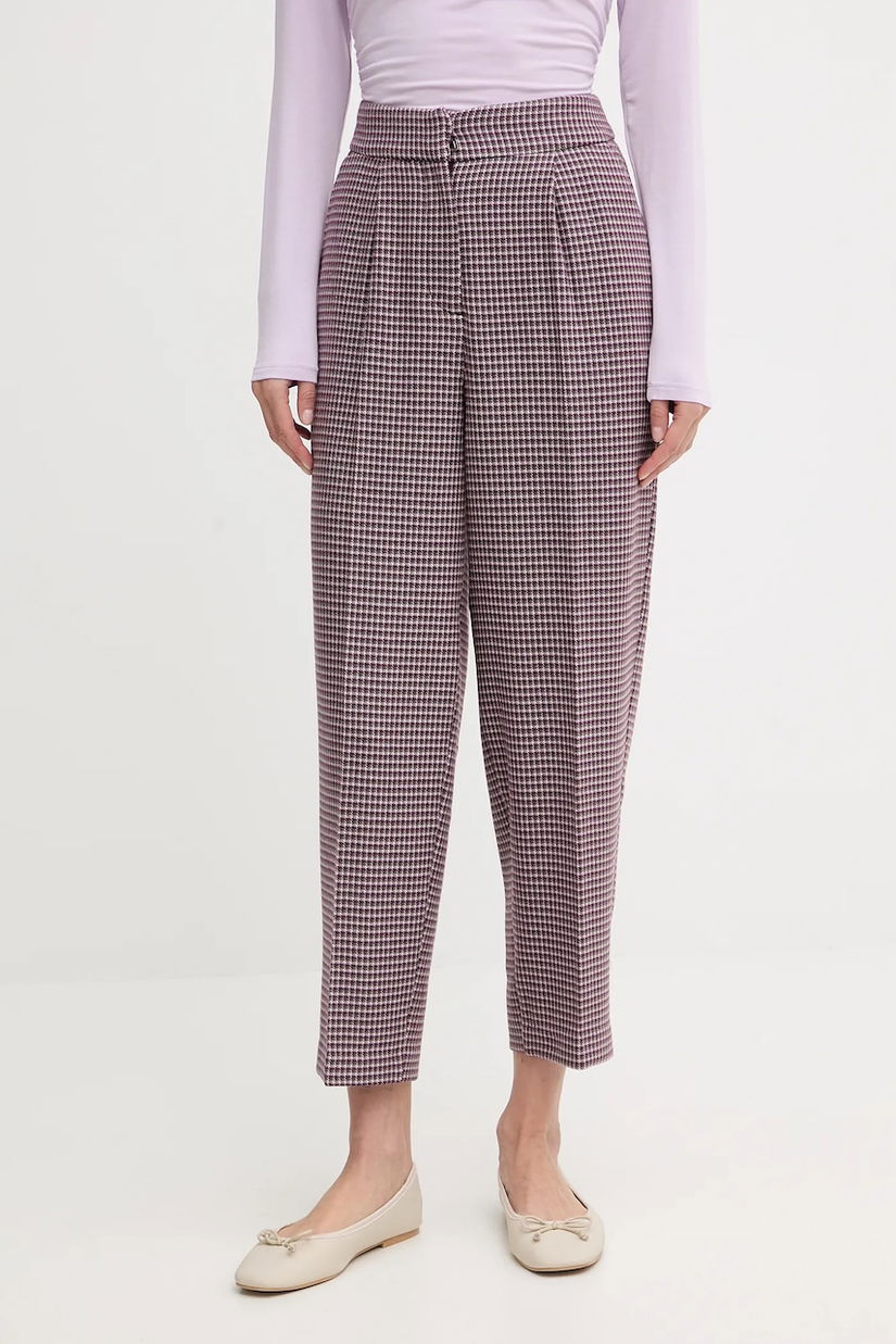 United Colors of Benetton pantaloni culoarea bordo, drept, high waist, 44BWDF0AE