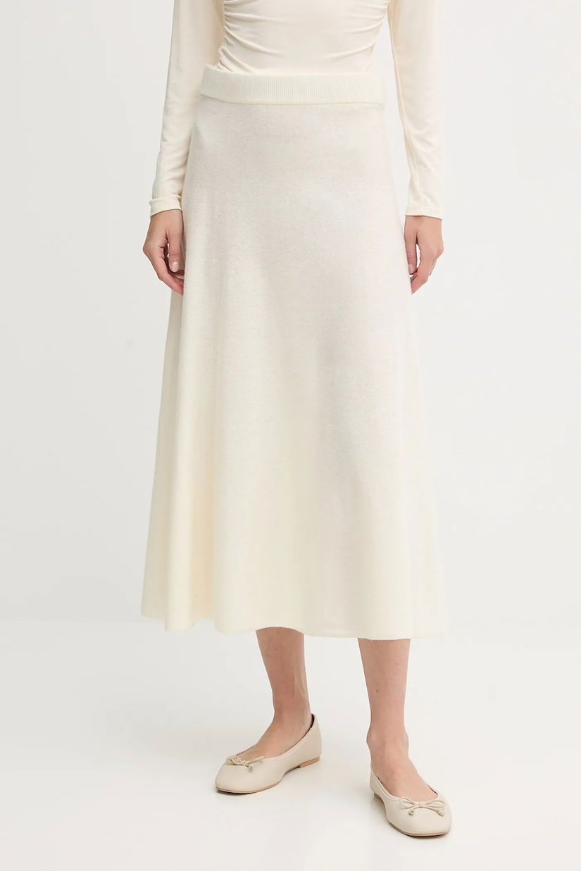 United Colors of Benetton fustă cu lână culoarea bej, midi, evazați, 1444D002B