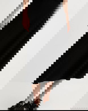 United Colors of Benetton fustă cu lână culoarea negru, midi, evazați, 1444D002B