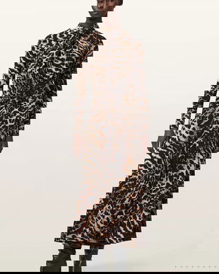 AllSaints rochie culoarea maro, maxi, evazați, W206DD