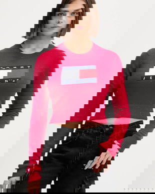 Tommy Jeans pulover culoarea bordo, DW0DW21690