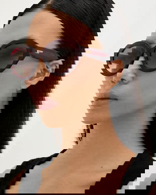 Moschino ochelari de soare culoarea bordo, MOS200/S