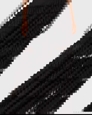 AllSaints fustă culoarea negru, maxi, evazați, W071RD