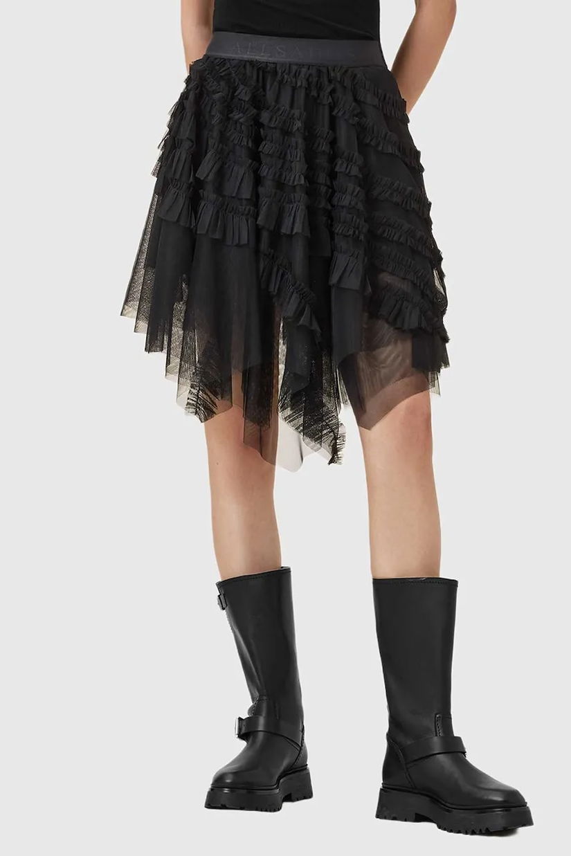 AllSaints fustă culoarea negru, mini, evazați, W040RD