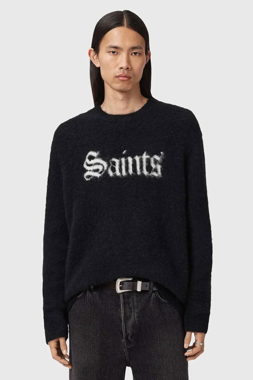 AllSaints pulover din amestec de lână culoarea negru, M053KD