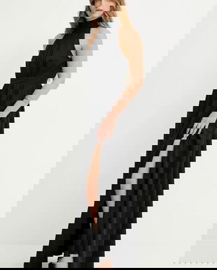 Answear.LAB rochie culoarea negru, maxi, evazati