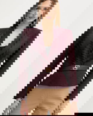 Elisabetta Franchi jachetă cu lână culoarea bordo, cu doua rânduri de nasturi, uni, GI17656E2