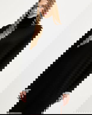 BOSS Orange rochie cu lână culoarea negru, mini, drept, 50550493