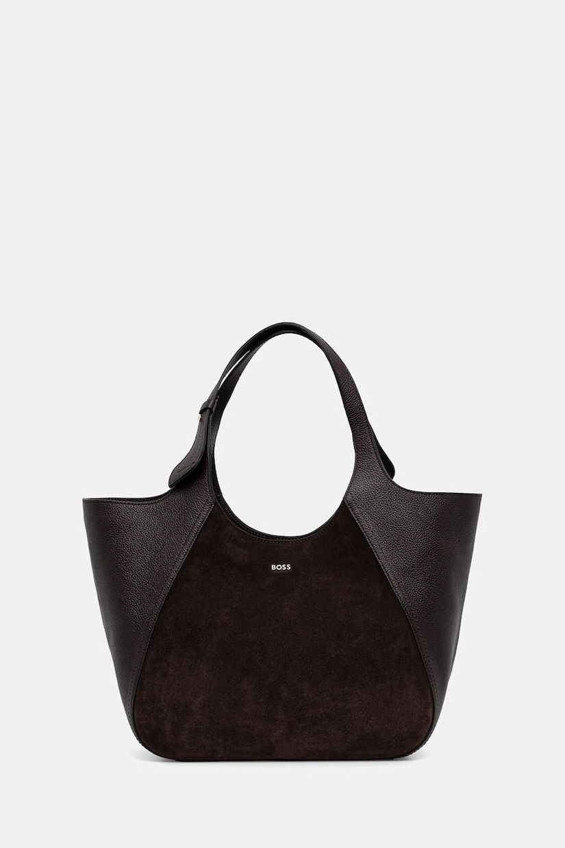 BOSS poșetă de piele culoarea maro, 50552138