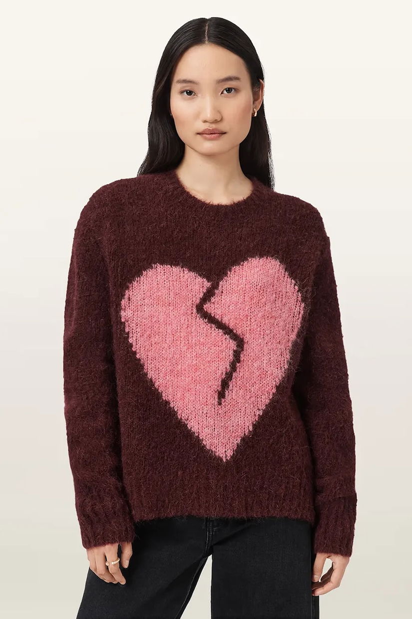 AllSaints pulover din amestec de lână LUVHEART culoarea negru, călduros, W078KC