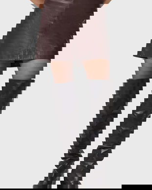 AllSaints fustă de piele RENAI culoarea negru, mini, evazați, W020RB