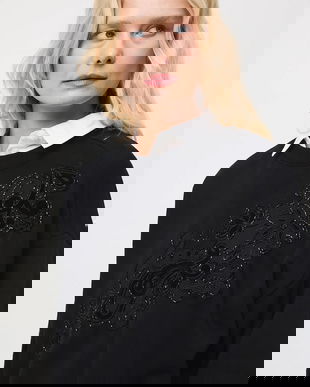 Medicine bluza culoarea negru, cu imprimeu