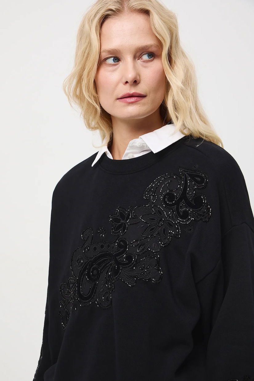 Medicine bluza culoarea negru, cu imprimeu