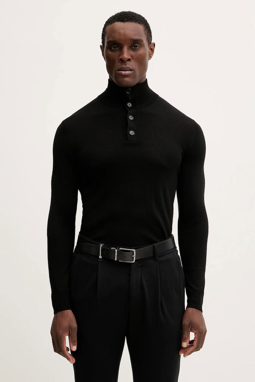 Sisley pulover din amestec de lână culoarea negru, light, 11BAS200W