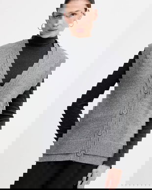 Sisley vestă din amestec de lână culoarea gri, 1M9AL603B