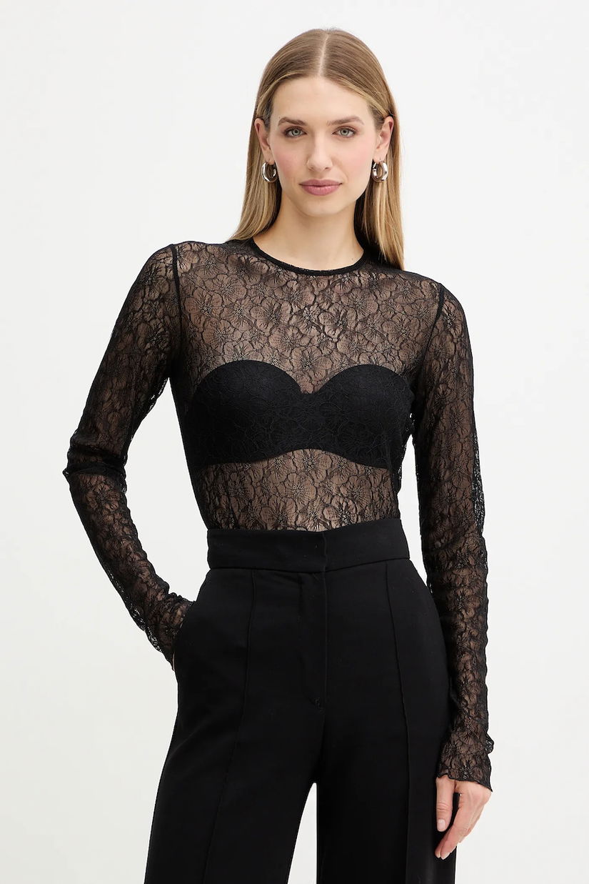 Marella bluză culoarea negru, uni, 2523946031200