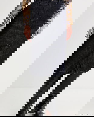 Sisley fustă jeans culoarea bleumarin, midi, drept, 447ZL002U