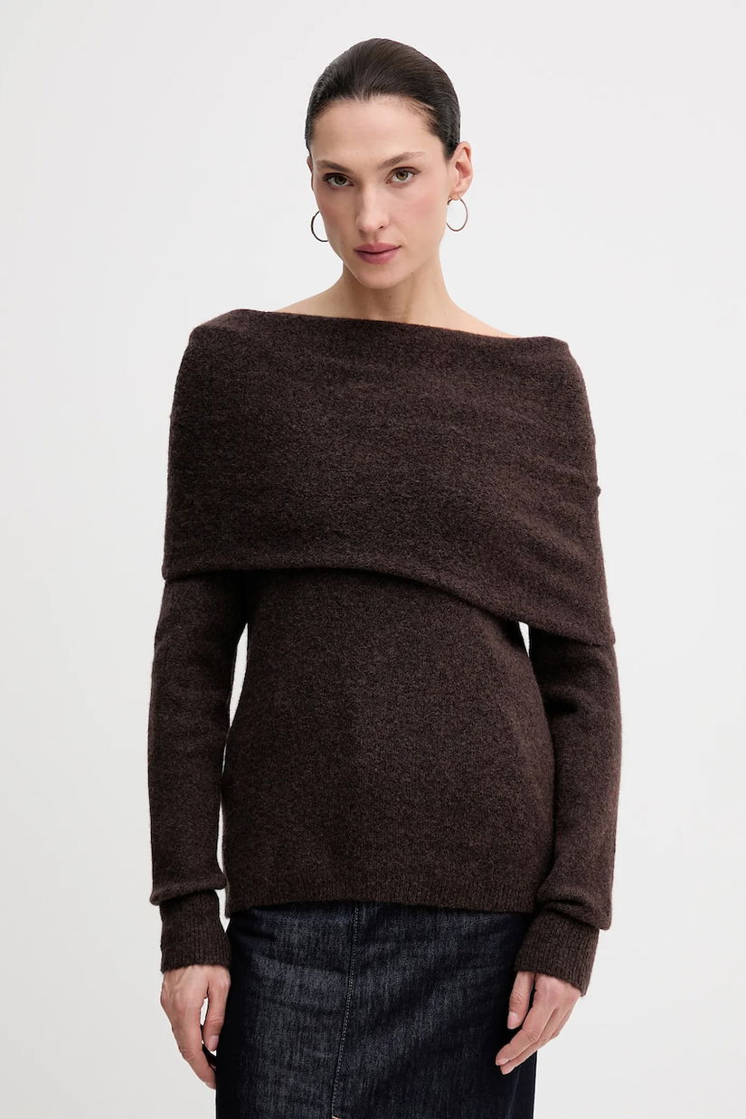 Hoss Intropia pulover din amestec de lână culoarea maro, 6382056