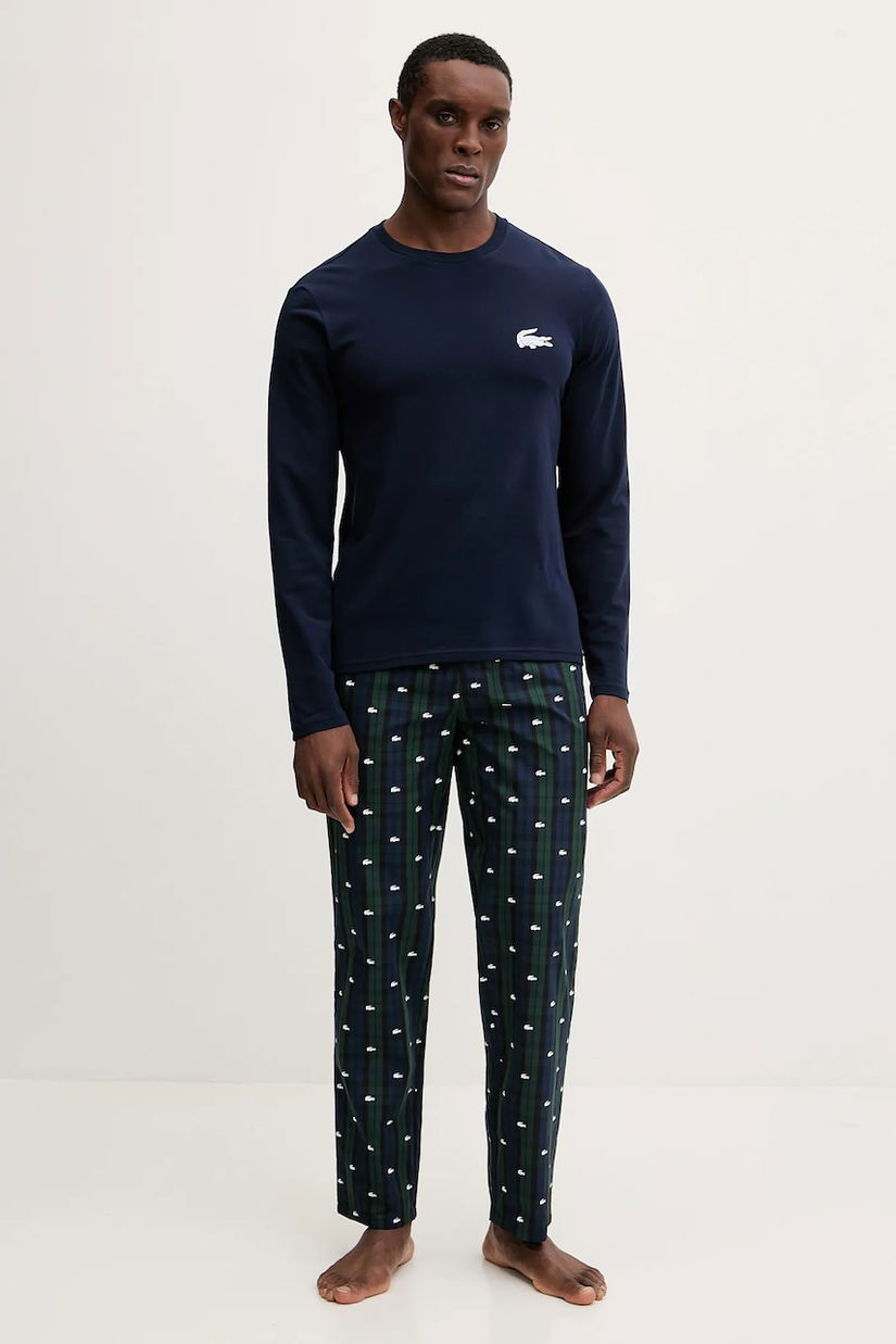 Lacoste pijama culoarea bleumarin, cu imprimeu, 4H5021
