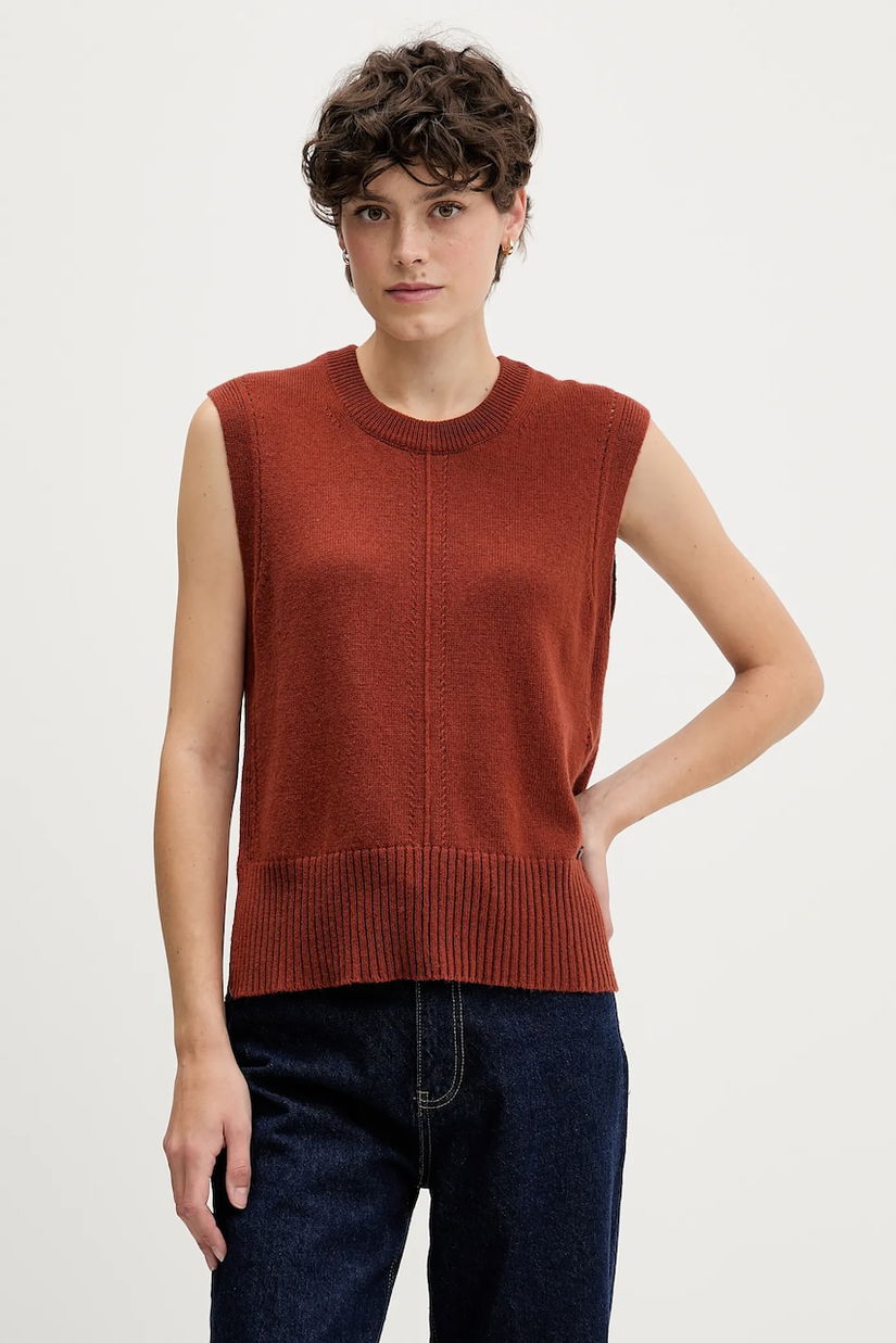 Pedro del Hierro vestă din amestec de lână culoarea portocaliu, 5502016