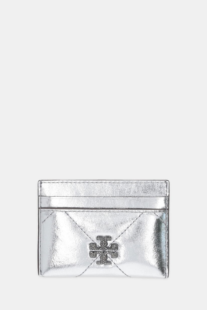 Tory Burch carcasa din piele Kira Diamond culoarea argintiu, 175016-040