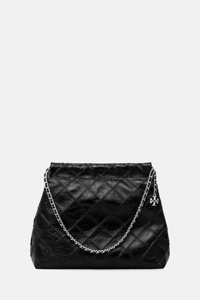 Tory Burch poșetă de piele Fleming culoarea negru, 165170-001