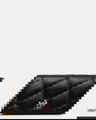 Tory Burch poșetă de piele Kira Diamond culoarea negru, 162139-001