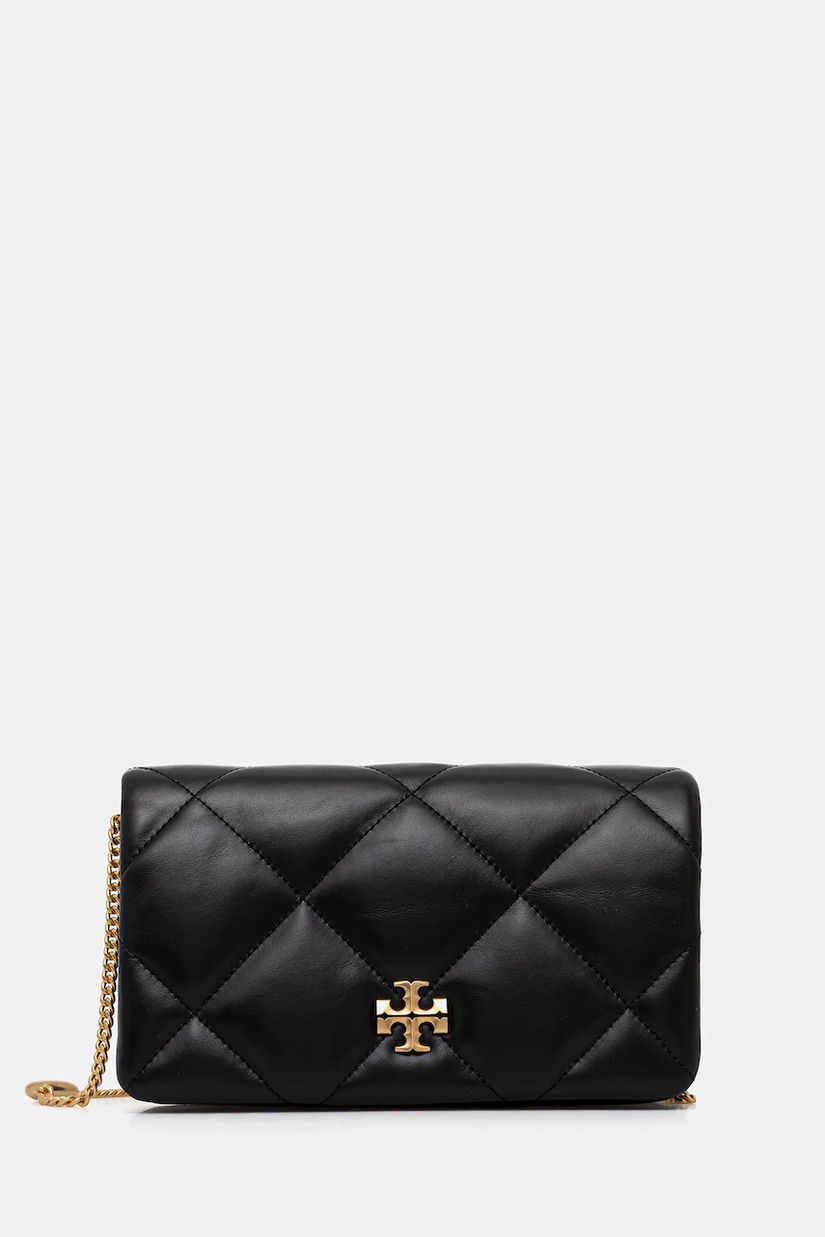 Tory Burch poșetă de piele Kira Diamond culoarea negru, 162139-001