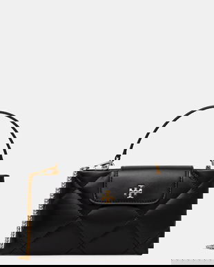 Tory Burch poșetă de piele Kira Diamond culoarea negru, 174999-001